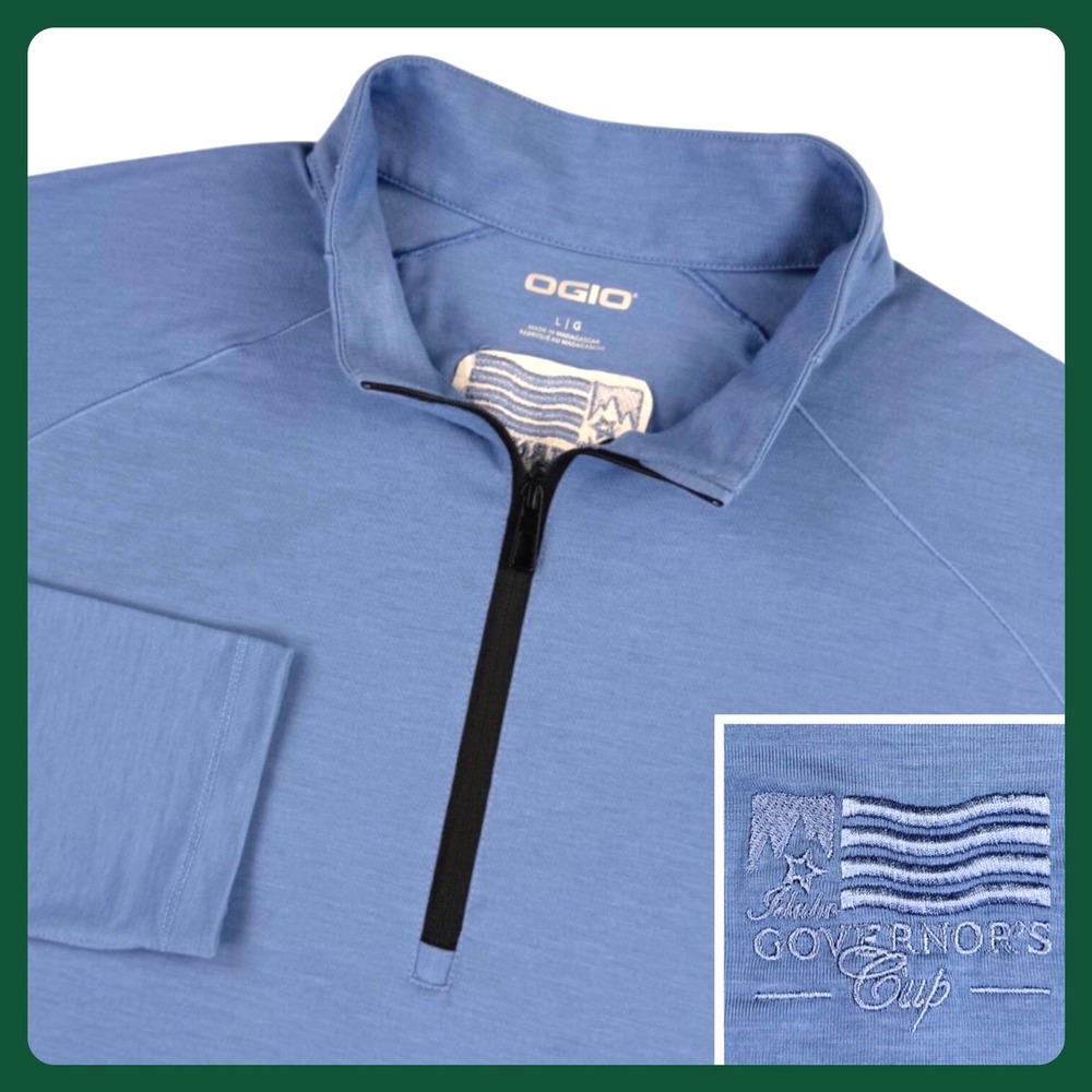 OGIO Governor's Cup Golf Pullover Men LARGE Blue Performance Idaho